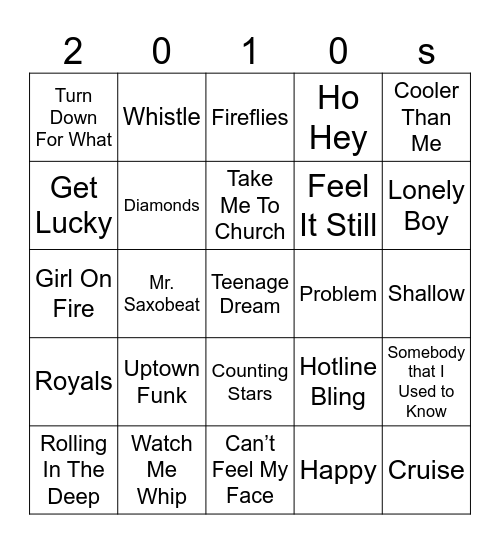 2010s Bingo Card