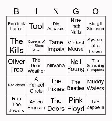 Music Bingo Card