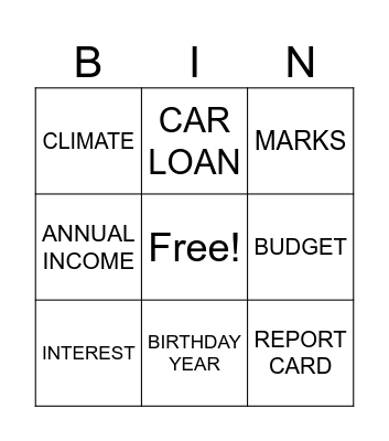 GOAL SEEK Bingo Card