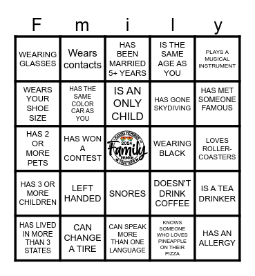 FIND THE GUEST BINGO Card
