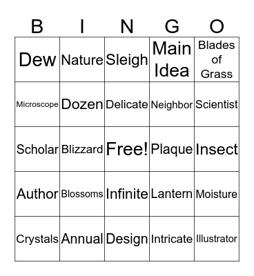 Snowflake Bentley Bingo Card