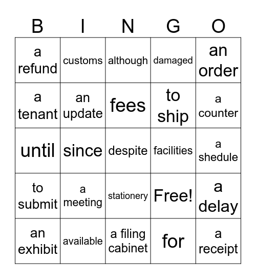 TOEIC BINGO Card