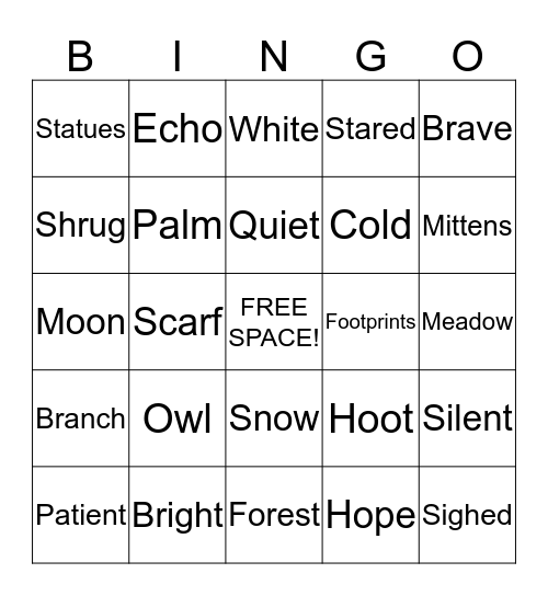 Owl Moon Bingo Card