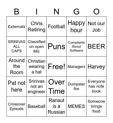 I&T Team Bingo Card