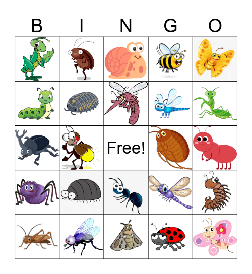 Creepy Crawlies Bingo Card