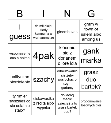 matikiki Bingo Card