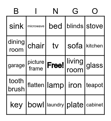 House/ Home Bingo Card