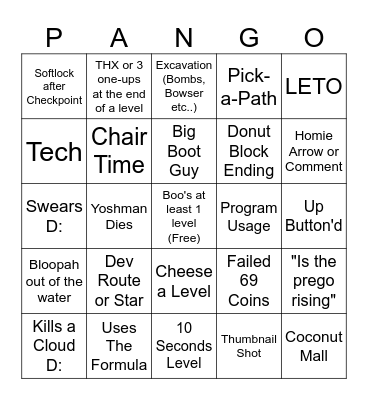 Panga Bingo Card