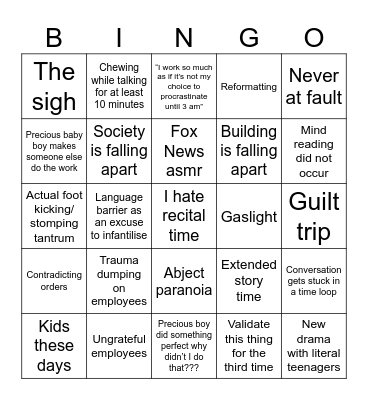 I love my job so much Bingo Card