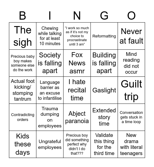 I love my job so much Bingo Card