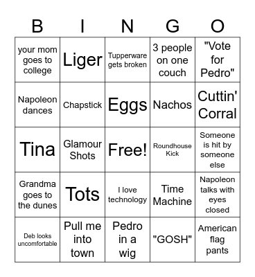 Napoleon Dynamite Bingo Card