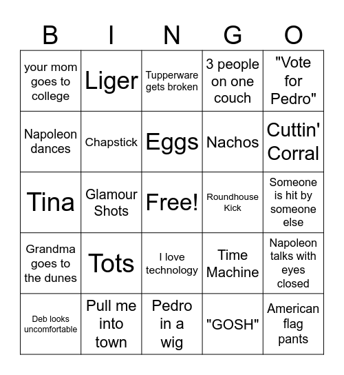 Napoleon Dynamite Bingo Card