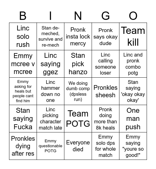 Joeverwatch Bingo Card