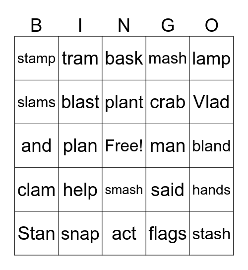 UFLI Lesson 35C Advanced Short a Bingo Card