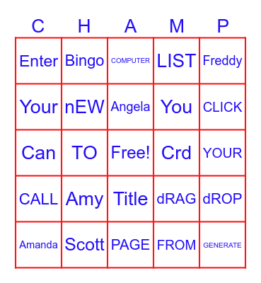 ChAMP BINGO Card