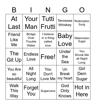 Music Bingo Card