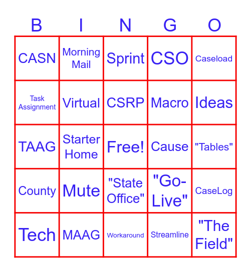 Readiness Bingo Card