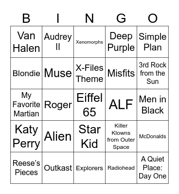 ALIENS Bingo Card