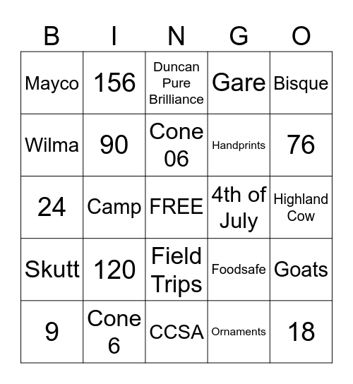 BISQUE Bingo Card