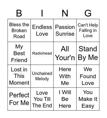 B Group First Dances Bingo Card