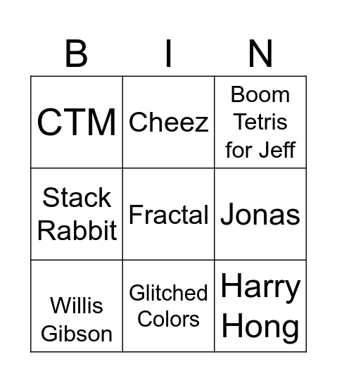 Tetris History Bingo Card
