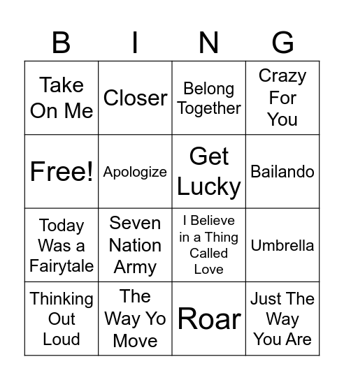 B Group Marriage Years Bingo Card