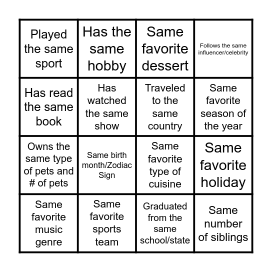 Common Thread Board Bingo Card