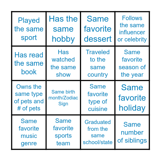 Common Thread Board Bingo Card