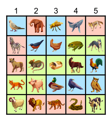 ANIMALS TALKING Bingo Card