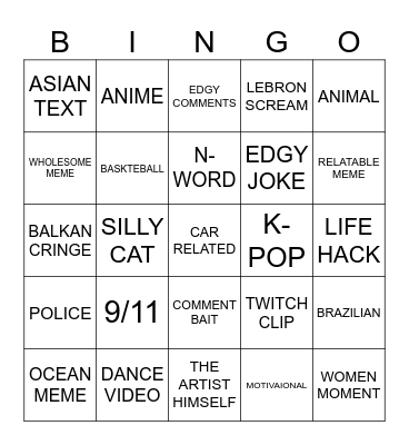REELS Bingo Card