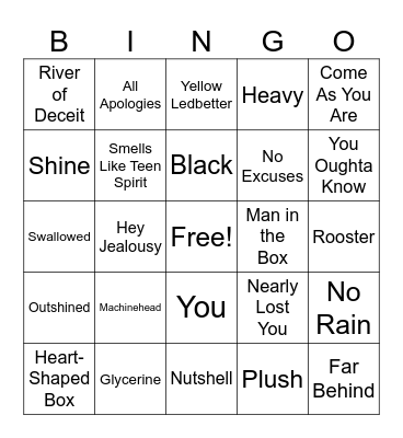 Grunge Bingo Card