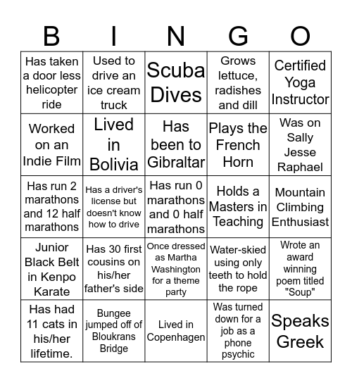 INTERN BINGO Card