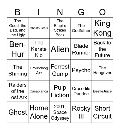 Movie Moments Bingo Card