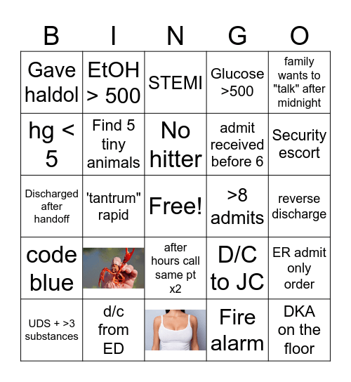 Night Team Bingo Card