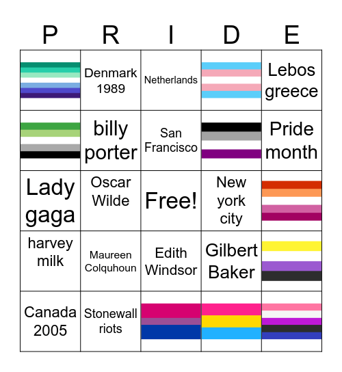 Pride Bingo Card