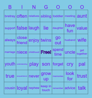 Test Bingo Card