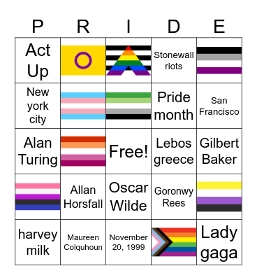 Pride Bingo Card