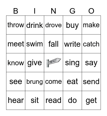 Irregular Verbs Past Simple Bingo Card
