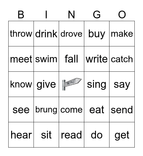 Irregular Verbs Past Simple Bingo Card