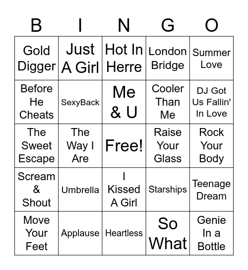 2000's Baby Bingo Card