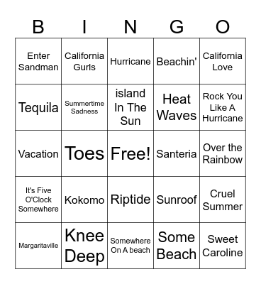 Life's a Beach Bingo Card