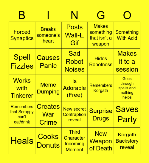 Scrappy/Mitch Bingo Card