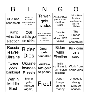 2024 Bingo! Bingo Card