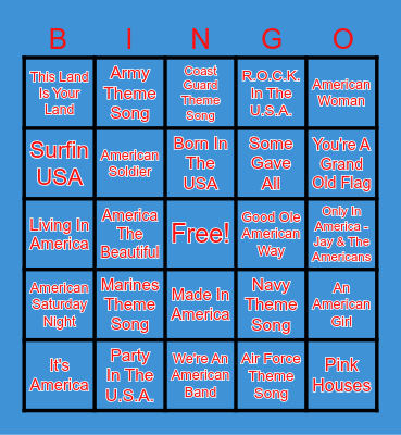 PATRIOTIC SONGS Bingo Card