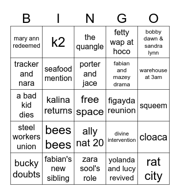 FHJY FINALE Bingo Card