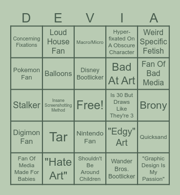 DEVIANT Bingo Card