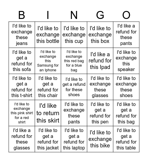 Be a smart spender Bingo Card