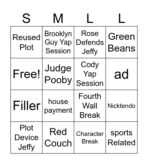 SML BINGO Card