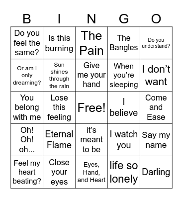 Eternal Flame Bingo Card