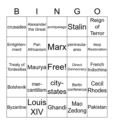 Global  Bingo Card